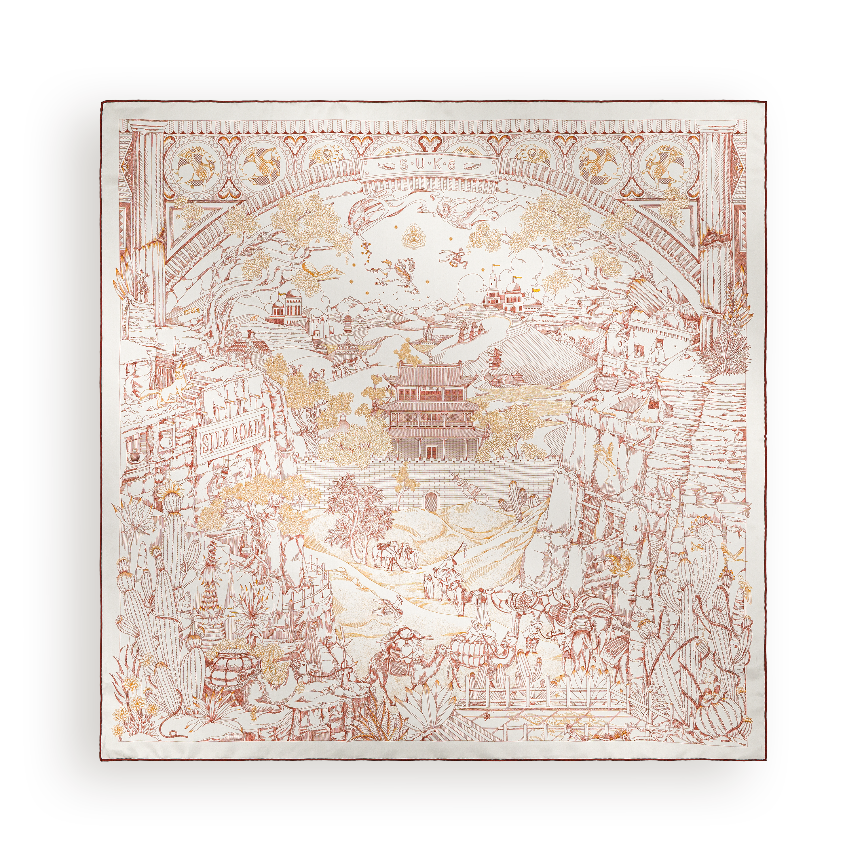 Caravane d'Or - Silk Scarf 90 x 90 cm
