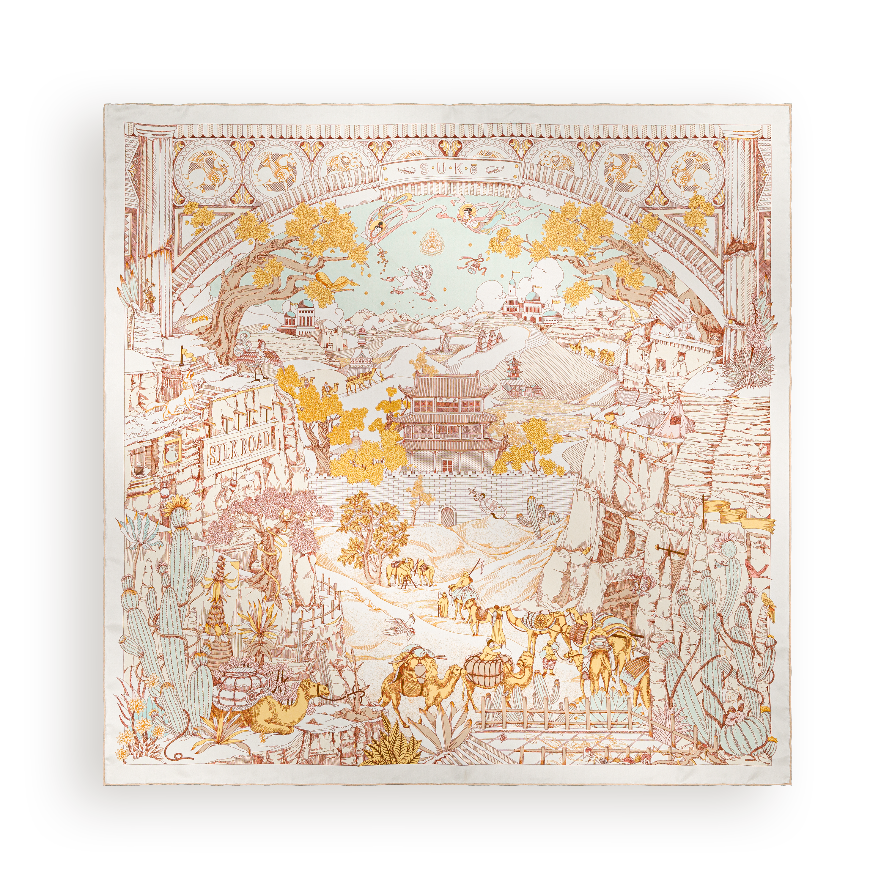 Caravane d'Or - Silk Scarf 90 x 90 cm