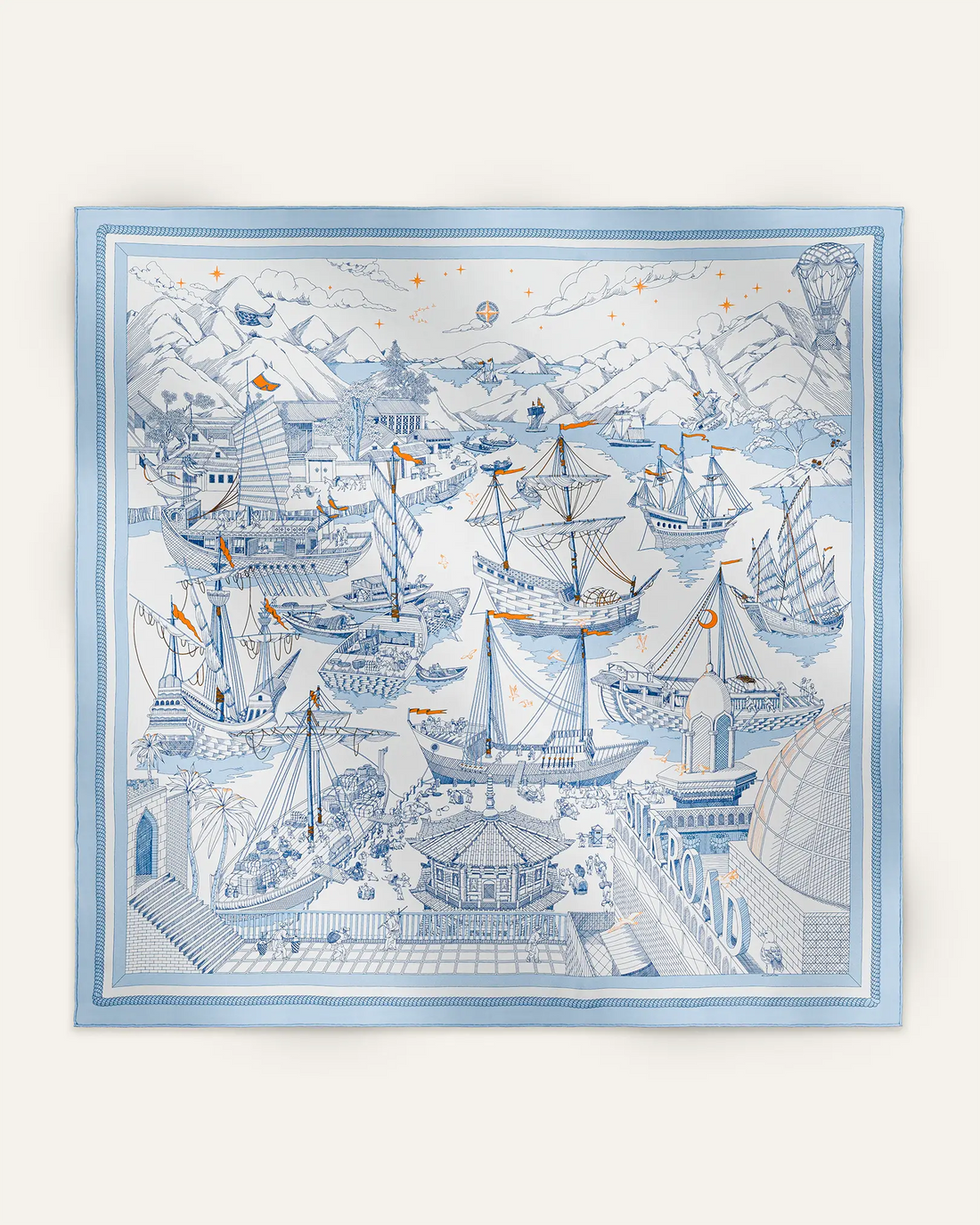 Carré 90 Mer et Lune d'un même Éclat - Bleu Ciel - SUKē