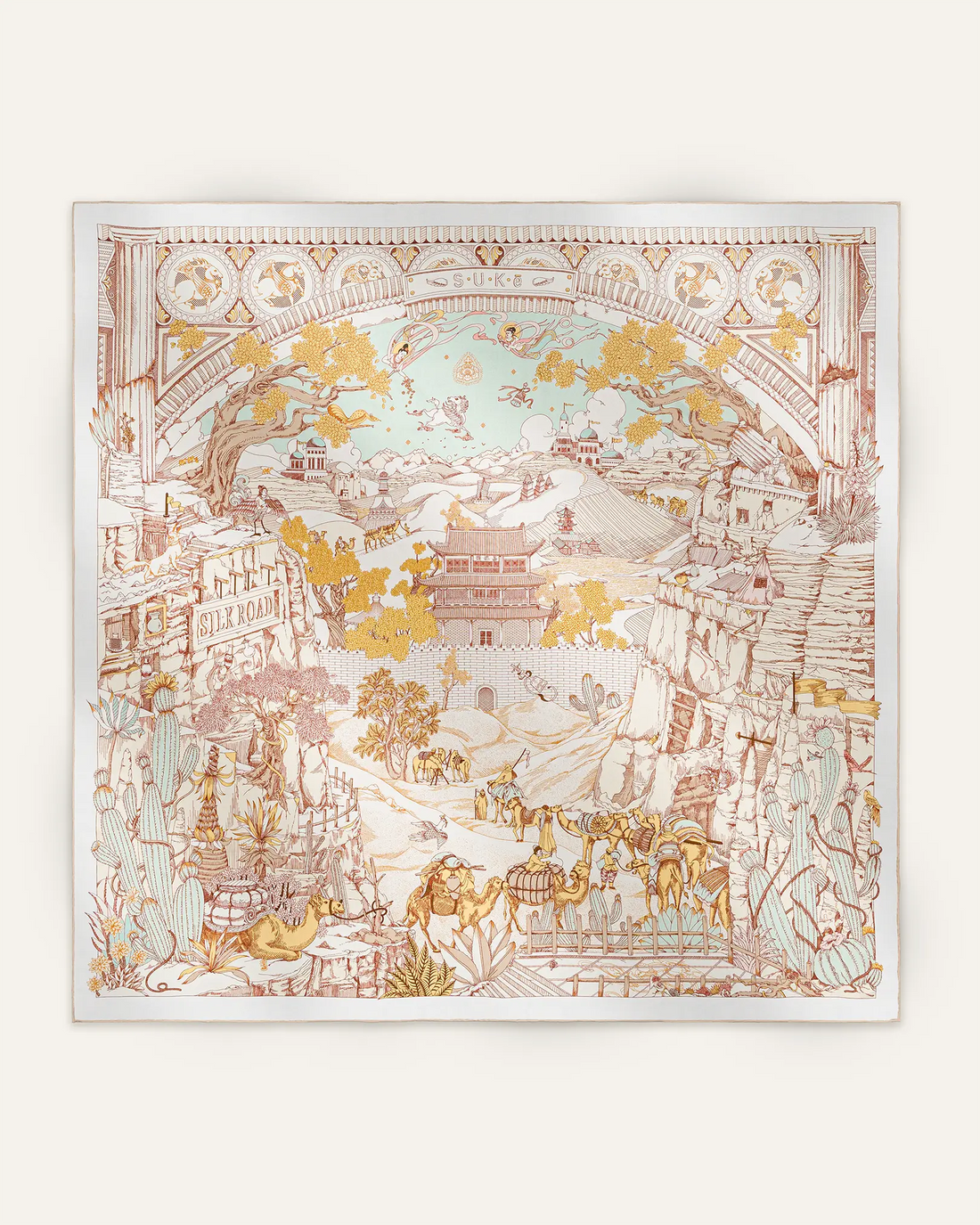 Carré 90 L'Oasis Miraculeuse - Beige de Soie - SUKē