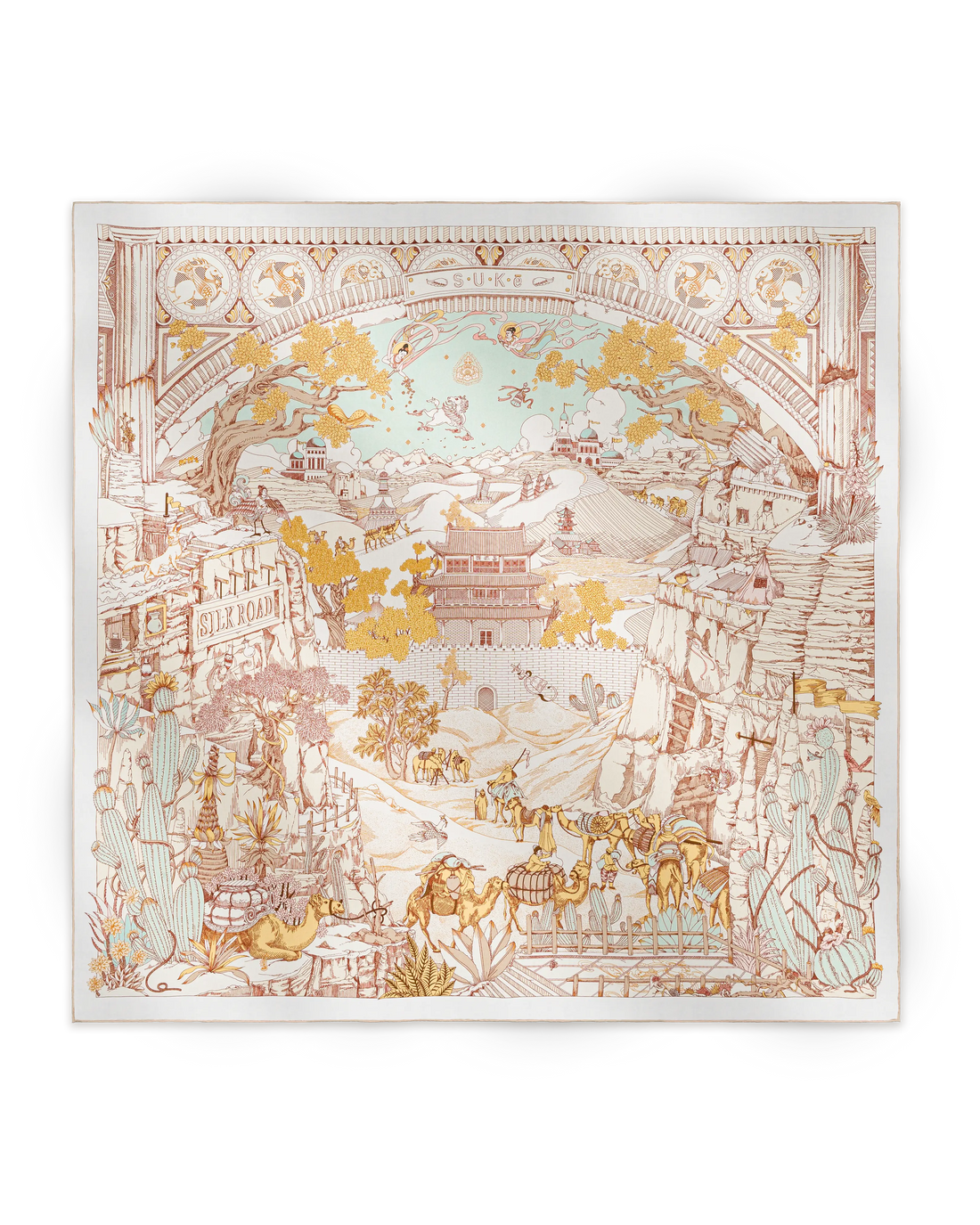 Carré 90 L'Oasis Miraculeuse - Beige de Soie - SUKē