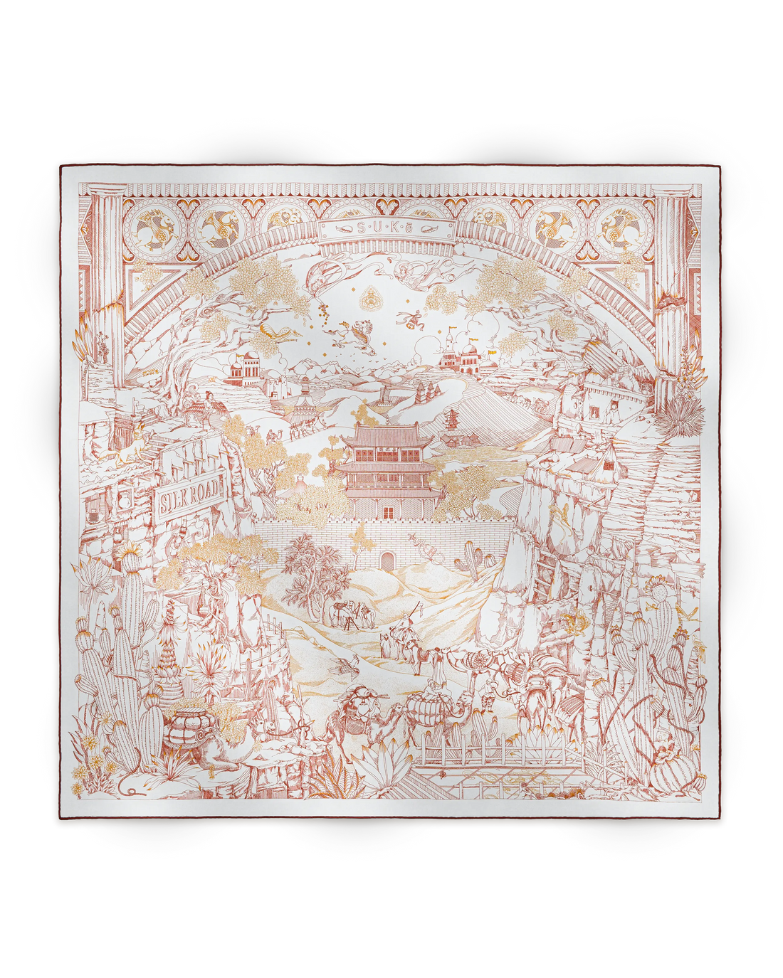 Carré 90 L'Oasis Miraculeuse - Rouge Cinabre - SUKē