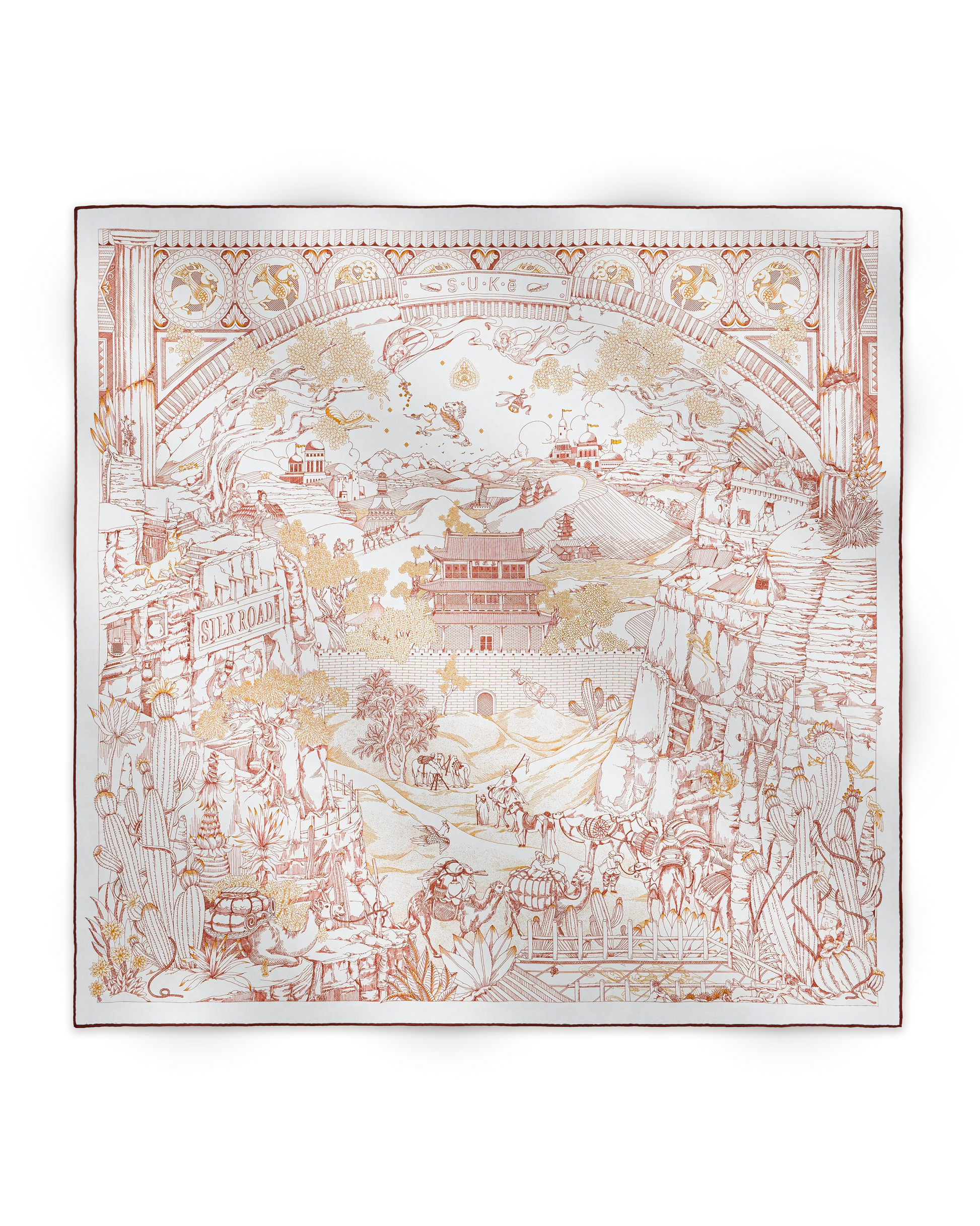 Carré 90 L'Oasis Miraculeuse - Rouge Cinabre - SUKē
