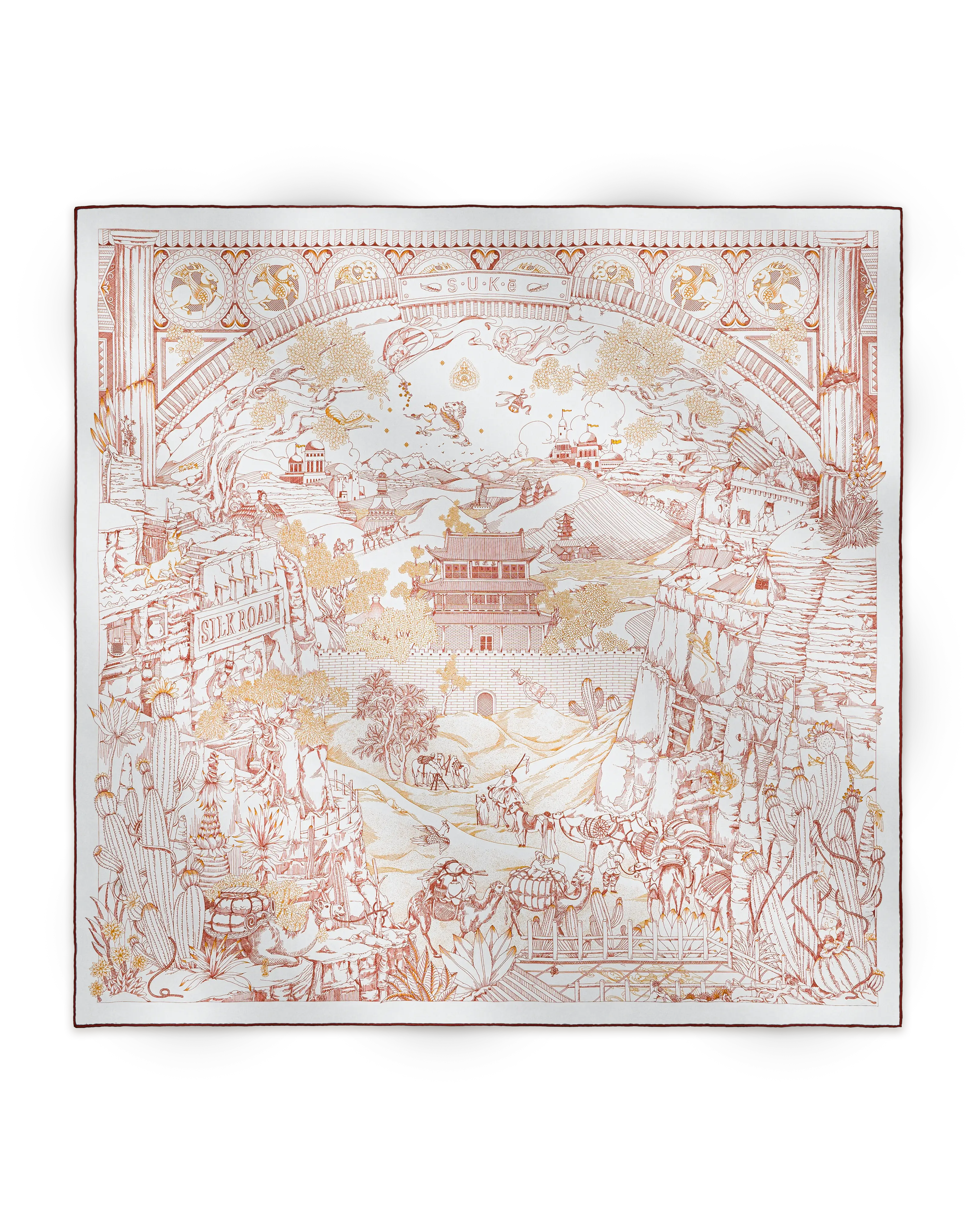 Carré 90 L'Oasis Miraculeuse - Rouge Cinabre - SUKē
