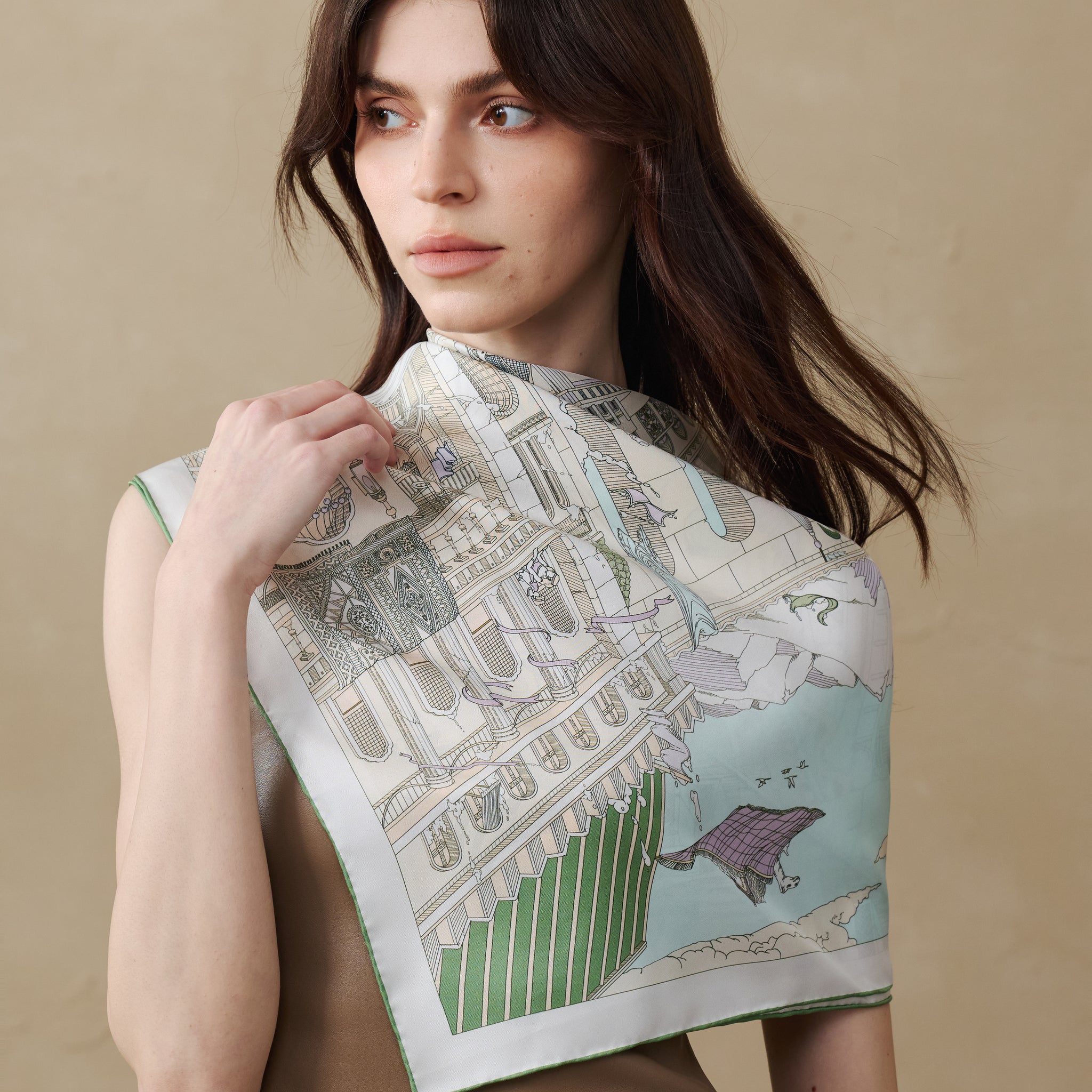 Xi'an Garden - Silk Scarf 90 x 90 cm