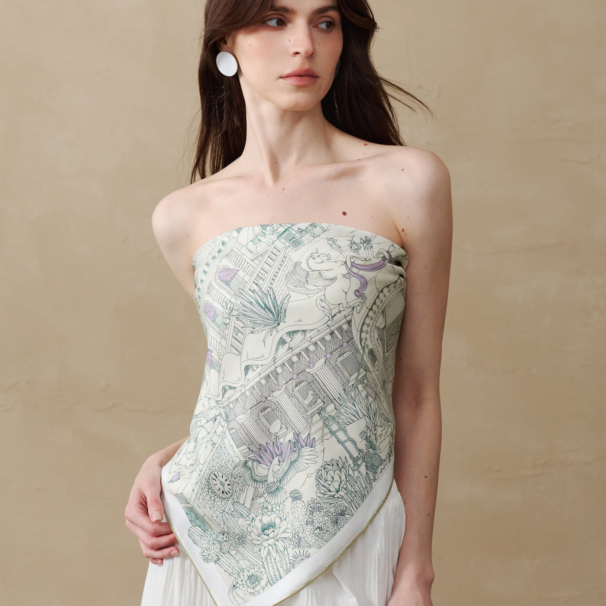 Xi'an Garden - Silk Scarf 90 x 90 cm