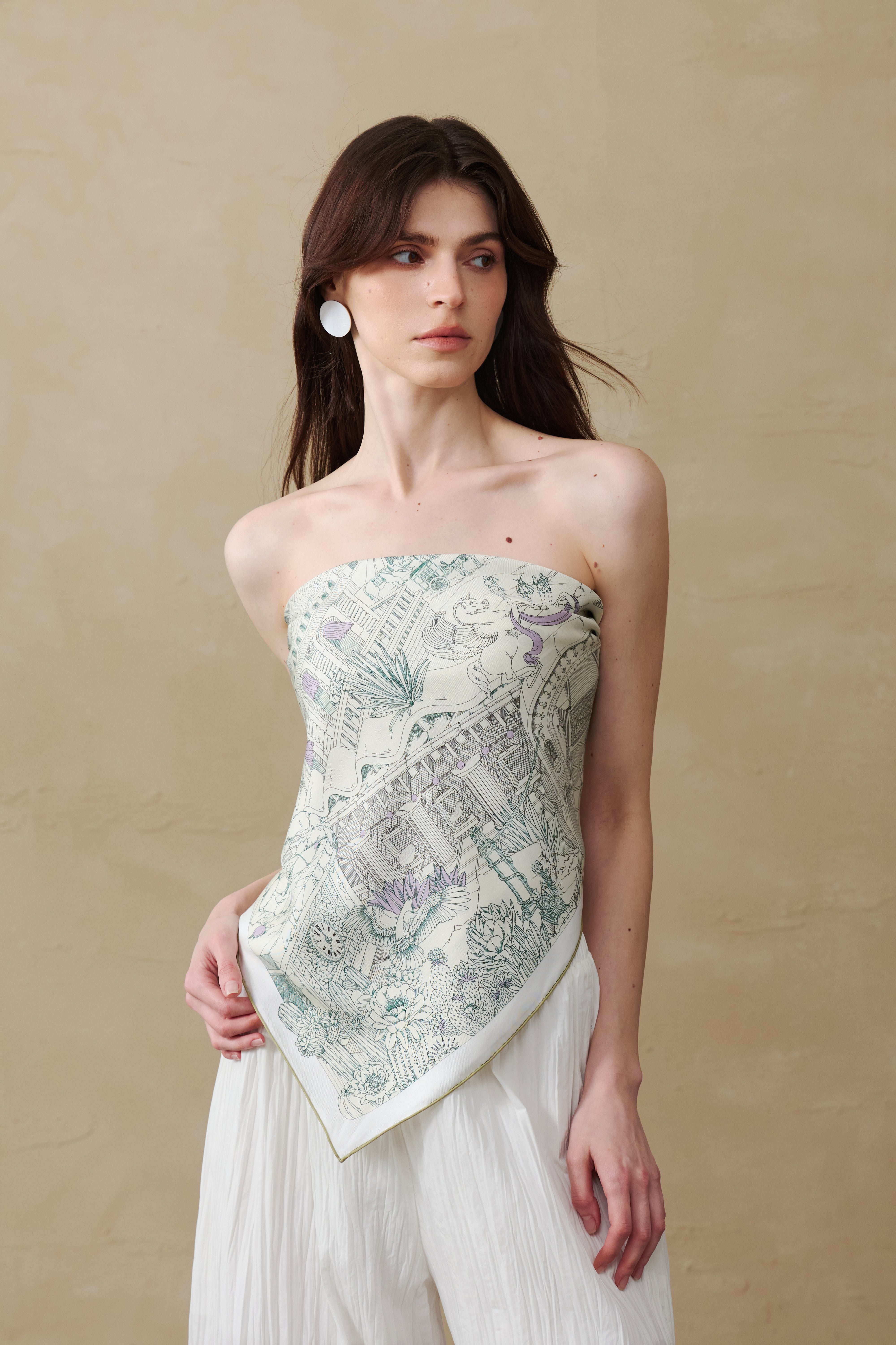 Xi'an Garden - Silk Scarf 90 x 90 cm