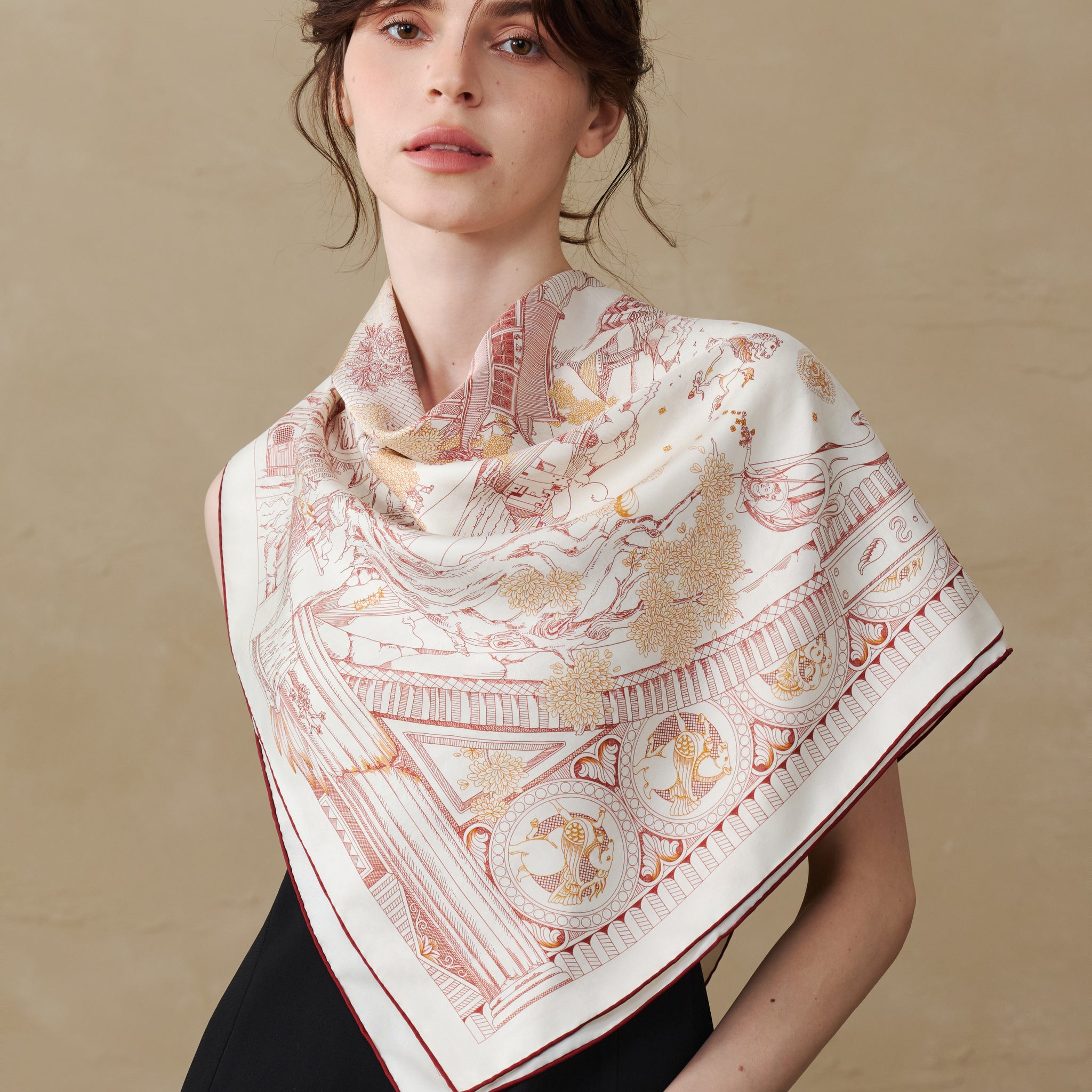 Caravane d'Or - Silk Scarf 90 x 90 cm