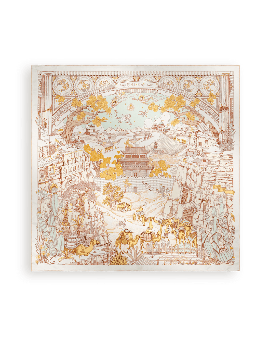 Carré 90 L'Oasis Miraculeuse - Beige de Soie - SUKē