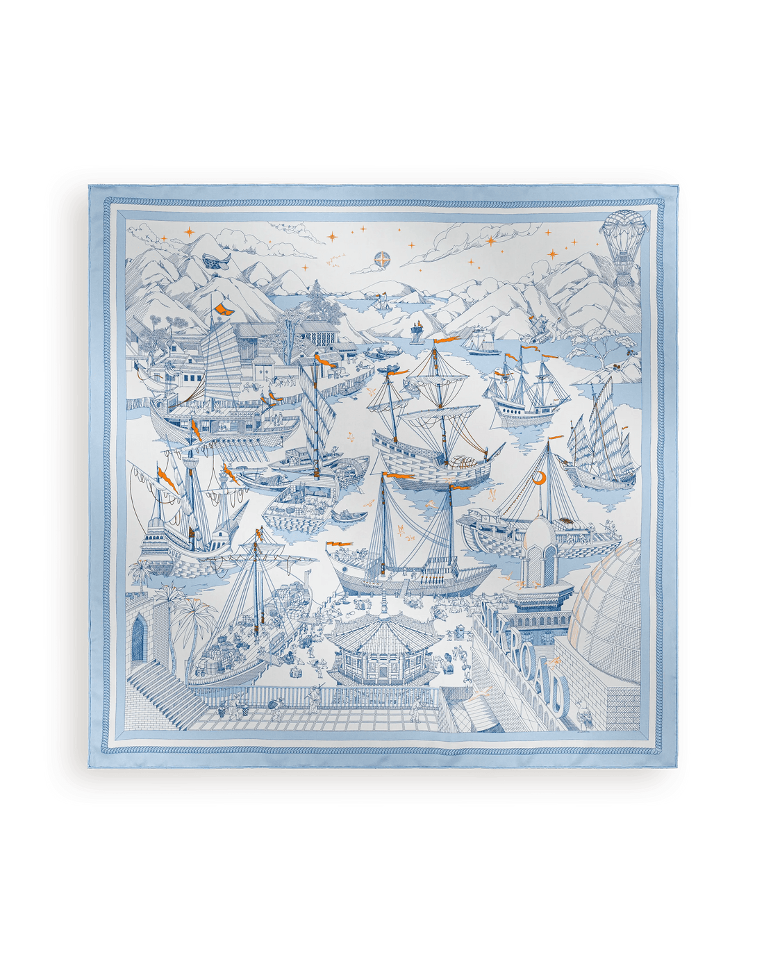 Carré 90 Mer et Lune d'un même Éclat - Bleu Ciel - SUKē