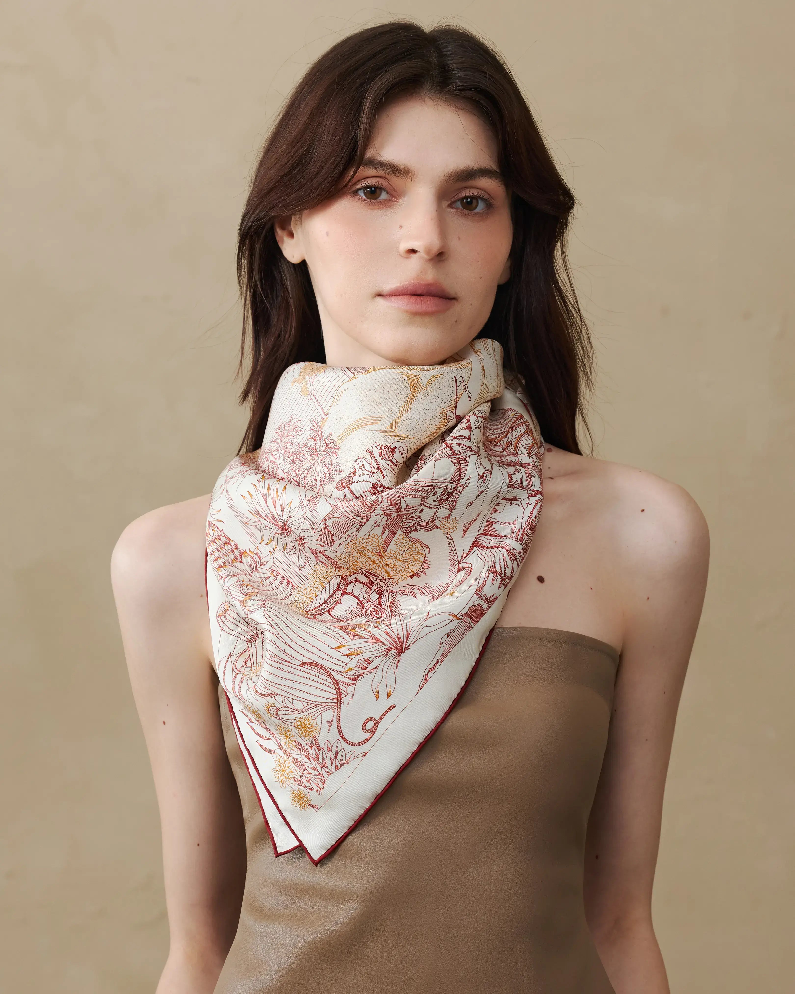 Carré 90 L'Oasis Miraculeuse - Rouge Cinabre - SUKē