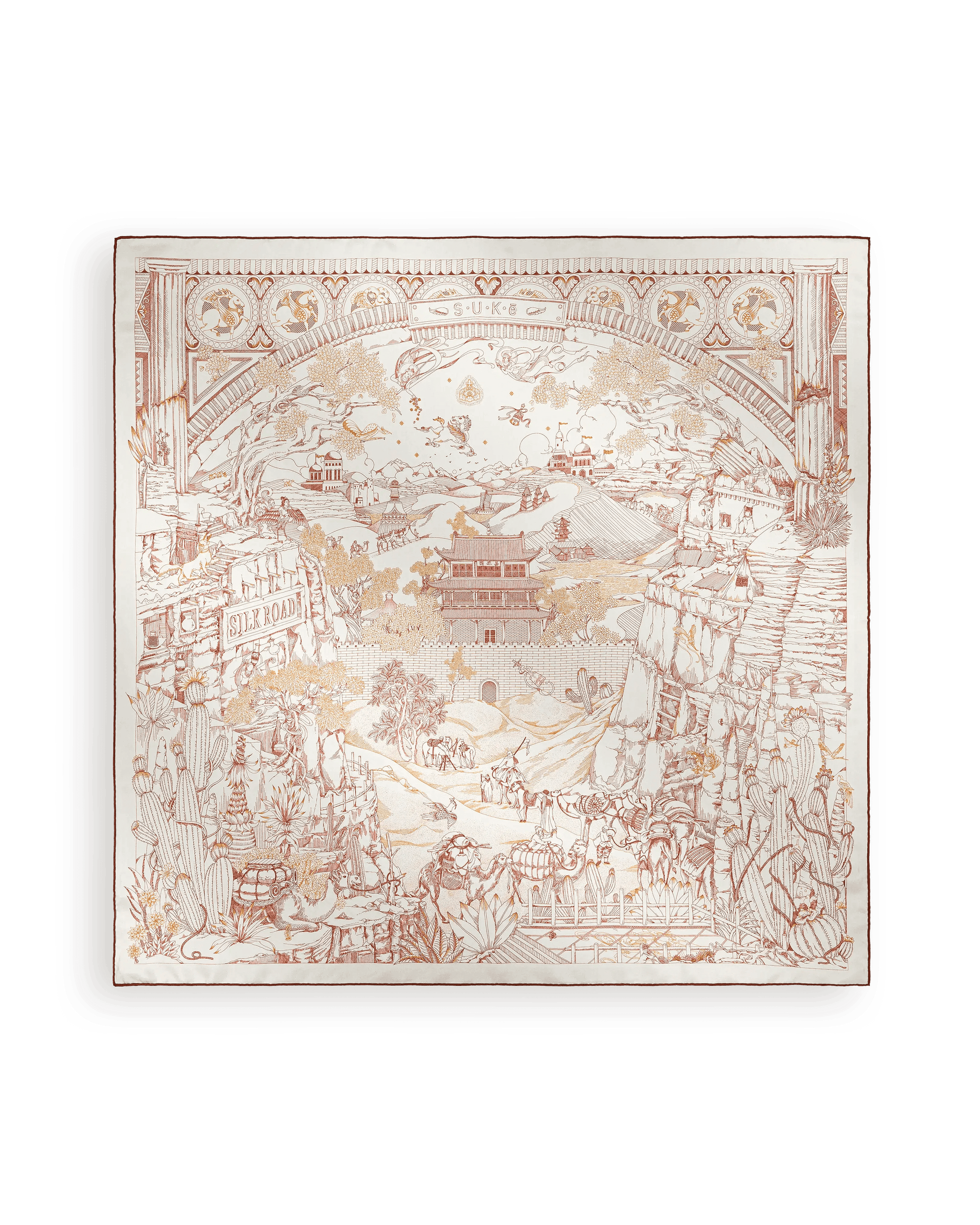 Carré 90 L'Oasis Miraculeuse - Rouge Cinabre - SUKē